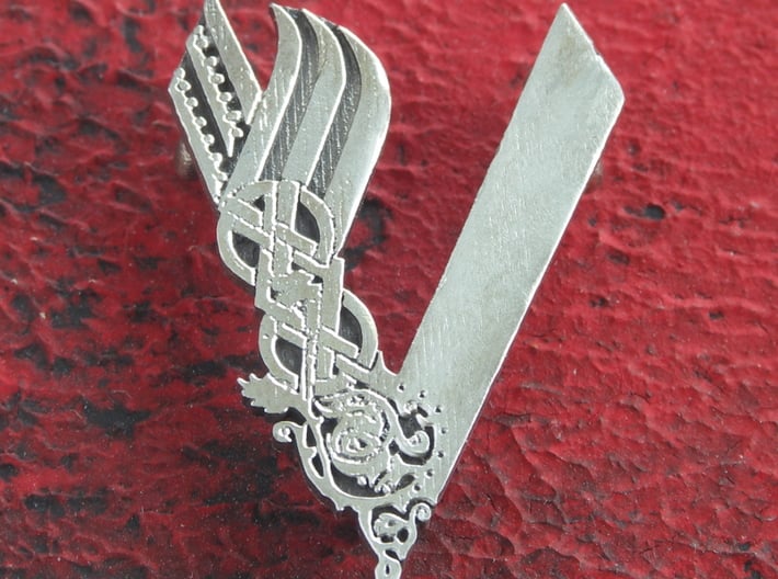 Vikings Logo Pendant 3d printed printed in silver and oxidised