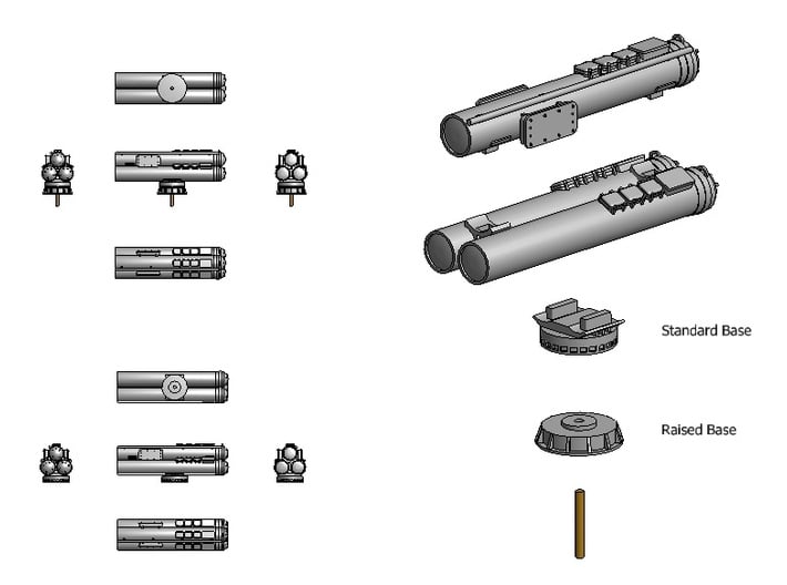 Mk32 torpedeo tubes kit x 1 - 1/96 3d printed Assembly instructions