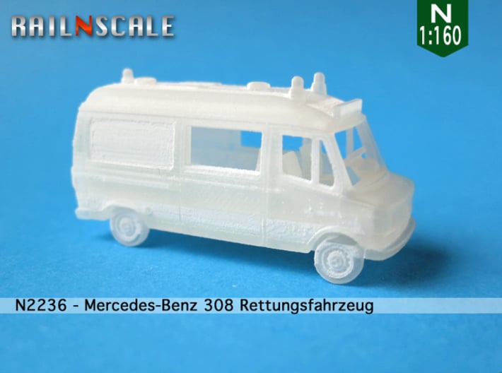 Mercedes-Benz 308 Rettungsfahrzeug (N 1:160) 3d printed 