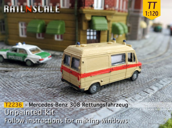 Mercedes-Benz 308 Rettungsfahrzeug (TT 1:120) 3d printed 