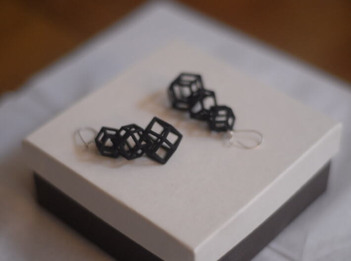 rhombic dodecahedron earrings 3d printed