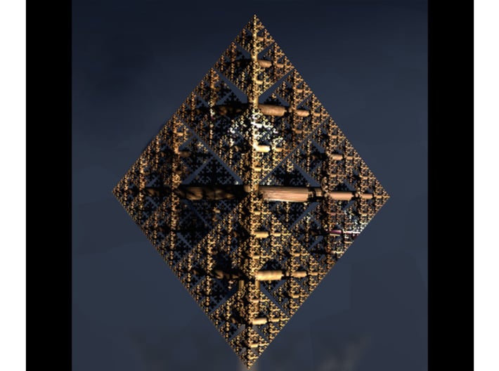 Sierpinski Tetrahedron Fractal Tree 3d printed Bamboo Rendering