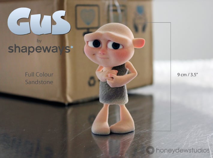 Gus Figurine - Medium - Full Colour Sandstone 3d printed Choose your material option from the drop-down menu on the right.
