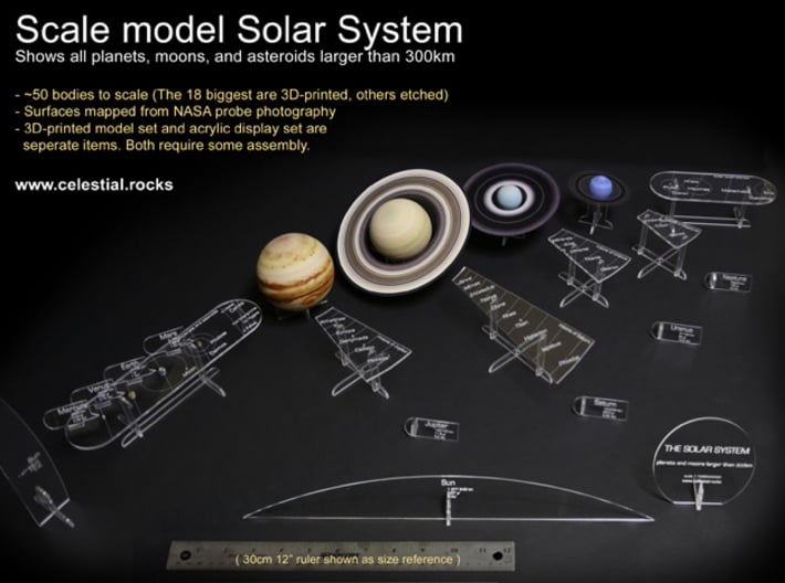 True scale model Solar-System. Moons & all planets 3d printed 