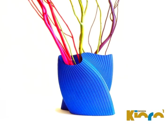 wave vase "Touch" 3d printed Royal Blue Strong & Flexible Polished