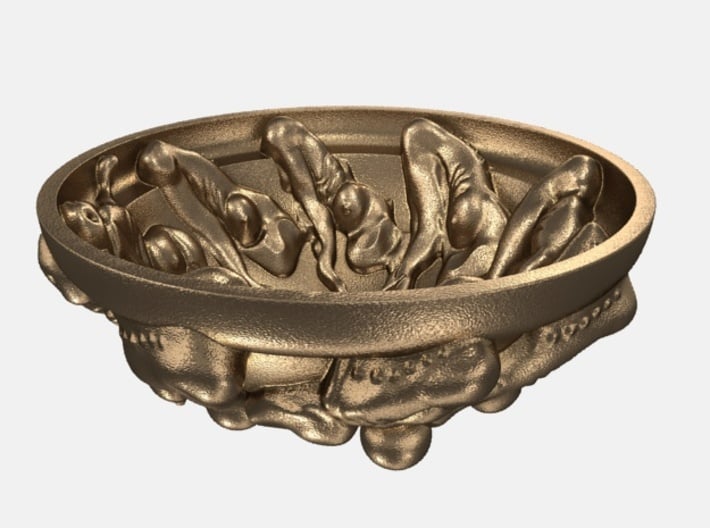 Elastic Life-cycle Bowl, 4 inch - Fine Art Sculpt. 3d printed My render, side view, to show model.