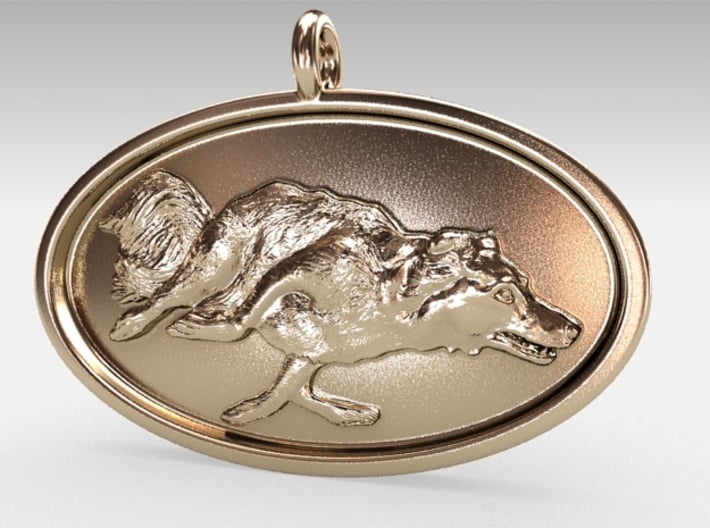 Agility Dog Pendant - 1 1/4 " Border Collie. 3d printed My own 18k Gold Plated RENDER, just to show model.