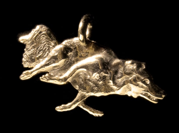 Agility Dog Pendant 1.17 &quot; (2.98cm) Border Collie. 3d printed 18k Gold Plated, PHOTO..