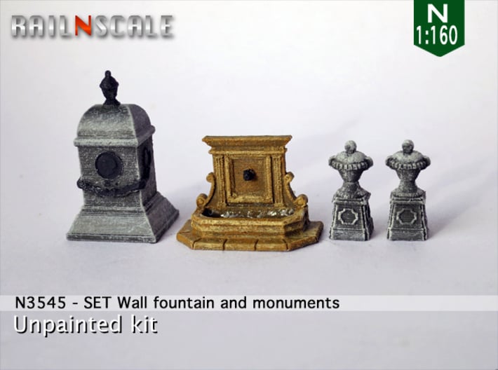 SET Wall fountain with monuments (N 1:160) 3d printed 