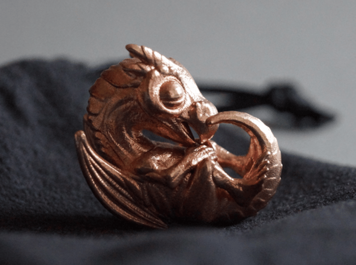 Dragon Baby Talisman 3d printed Raw Bronze