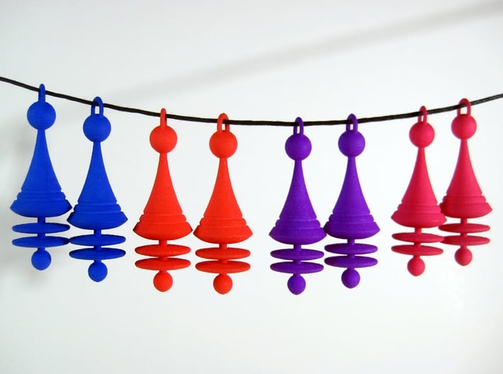 Colorful Orbit City Earrings 3d printed Available in all Shapeways' fun colors.