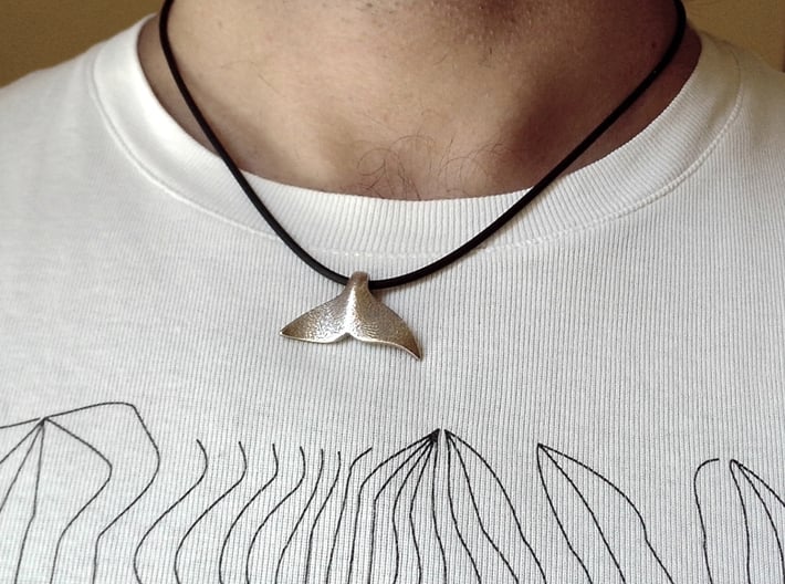 Whale Tail pendant 3d printed Stainless Steel