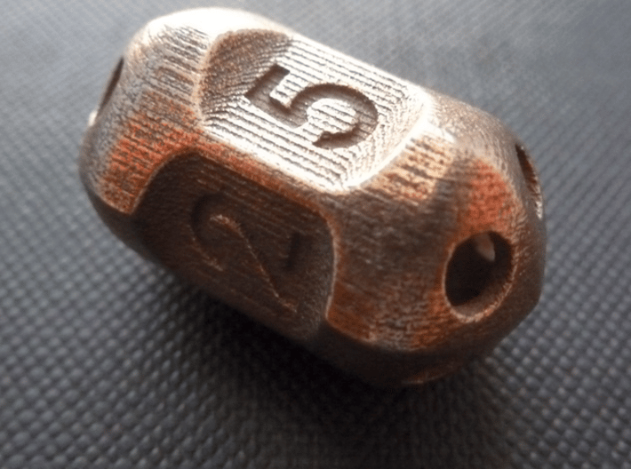 Five sided 'pepperpot' dice 3d printed 