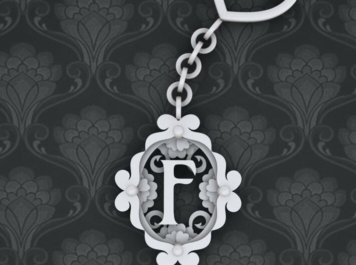 F Keychain Art Nouveau 3d printed