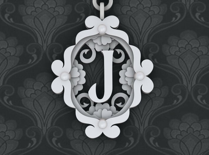 J Keychain Art Nouveau 3d printed 