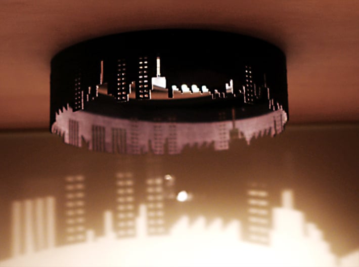 City Lights 3d printed Lamp shade with city skyline