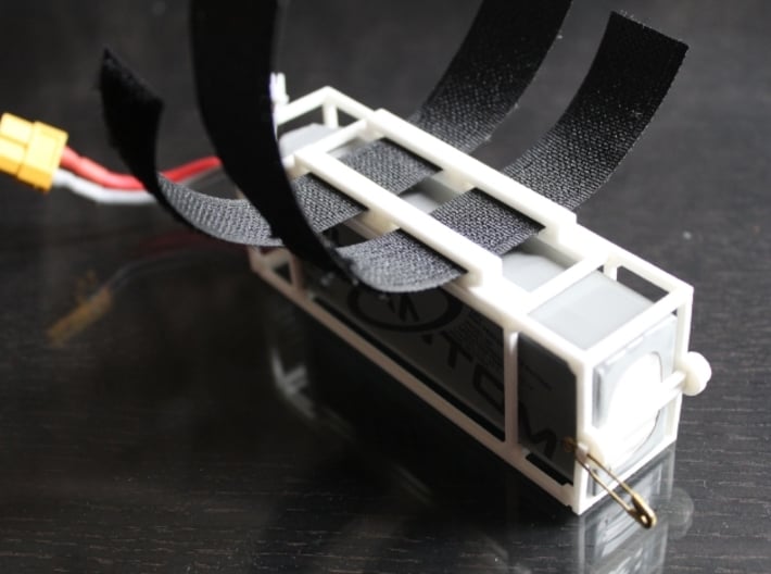 DJI Phantom - 3s Lipo Battery Cage - d3wey 3d printed Velcro can hold it in place