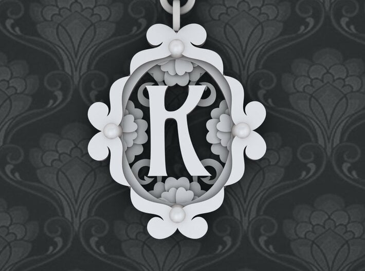 M Keychain Art Nouveau 3d printed 