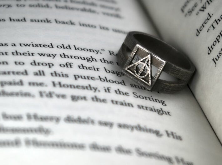 Deathly Hallows Ring Size 13 3d printed
