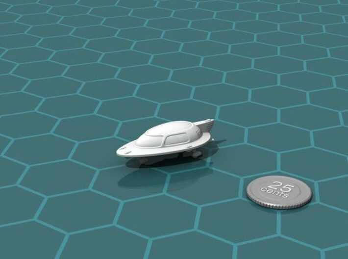 Space Car 1 3d printed Render of the model, with a virtual quarter for scale.