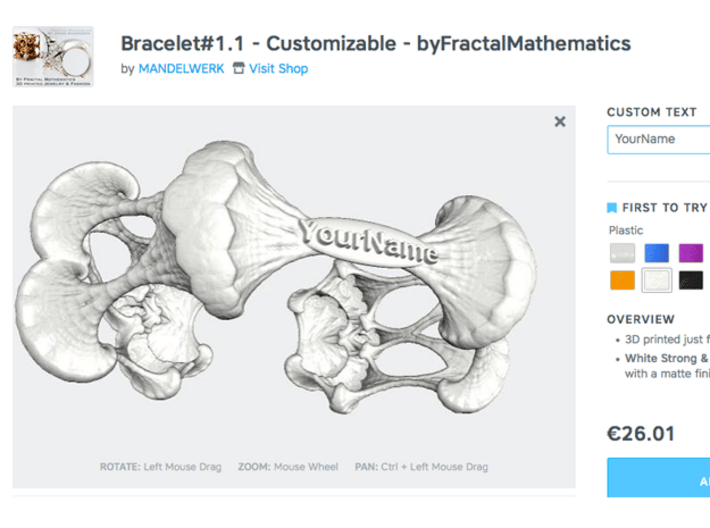 Bracelet#1.1 - Customizable - byFractalMathematics 3d printed 
