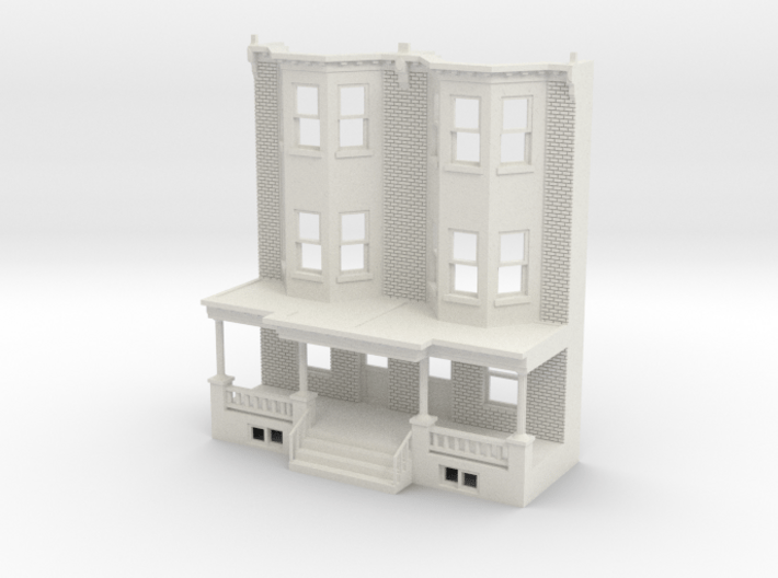 O scale WEST PHILLY 3S ROW HOME Brick TWIN 3d printed