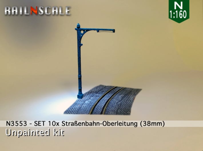 SET 10x Straßenbahn-Oberleitung 38mm (N 1:160) 3d printed