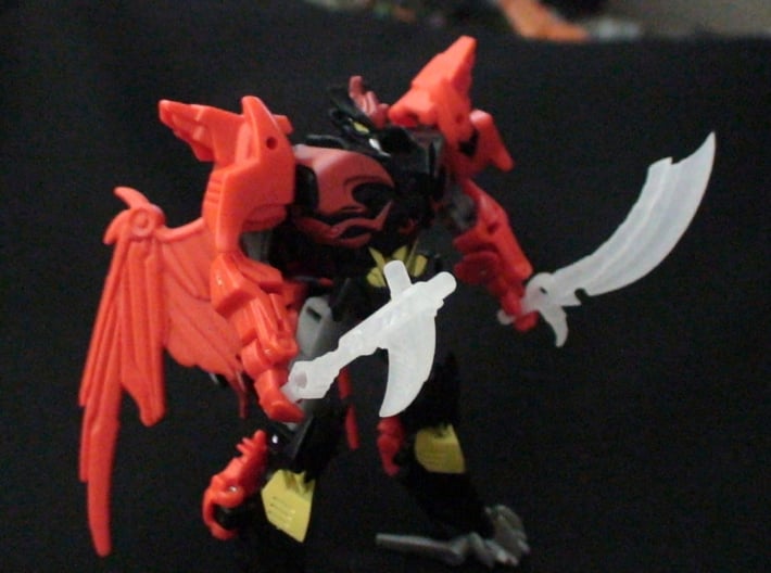 Transformers Rippersnapper's 3mm Scythe 3d printed Predaking with the Armor-Ripper and the Stormslasher (Available Separately)