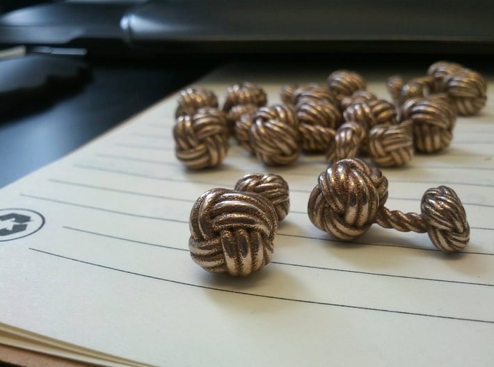 Woven Knot Cufflink 3d printed Steel - glossy