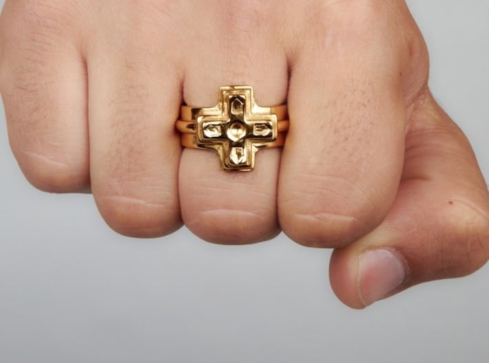 Ring of the gamer 3d printed This material is Gold Plated Brass