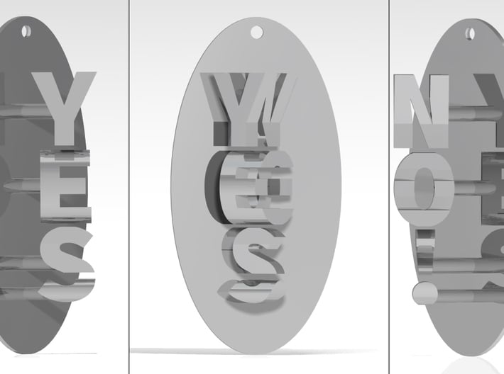 Indecisive Pendant. YES or NO!  3d printed 