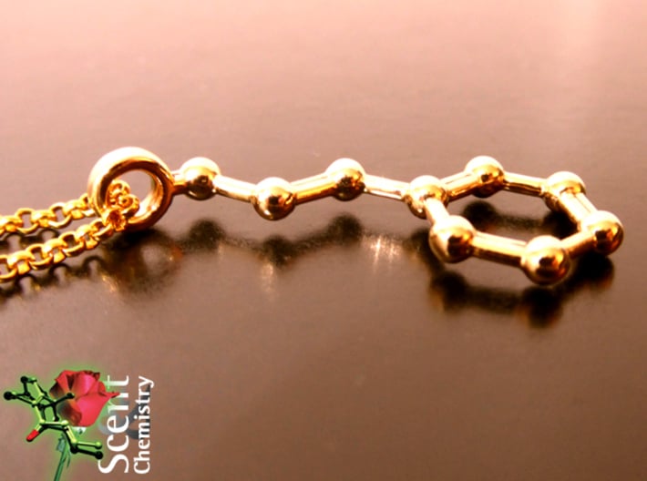 Cinnamal 3d printed Cinnamal pendant in polished bronze on an 18k gold plated Thomas Sabo KE1219-413-12-L42v necklace.