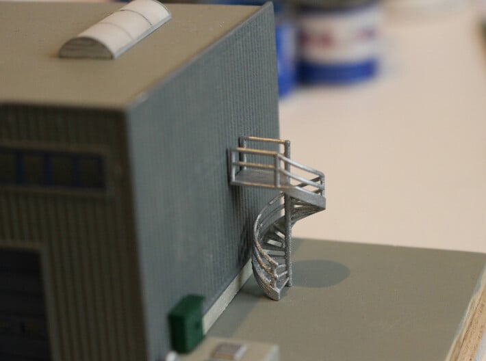 N Scale Fire Escape 1 3d printed OOPS! My contractor forgot to add a door!! Well, you get the idea of how this fire escape could eventually be used... ;)