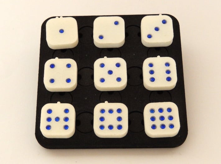 Dancing Dice & Dominoes Puzzle 3d printed The puzzle in solved state