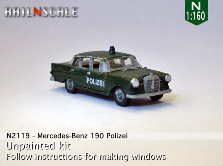 Mercedes-Benz 190 Polizei (N 1:160) 3d printed 