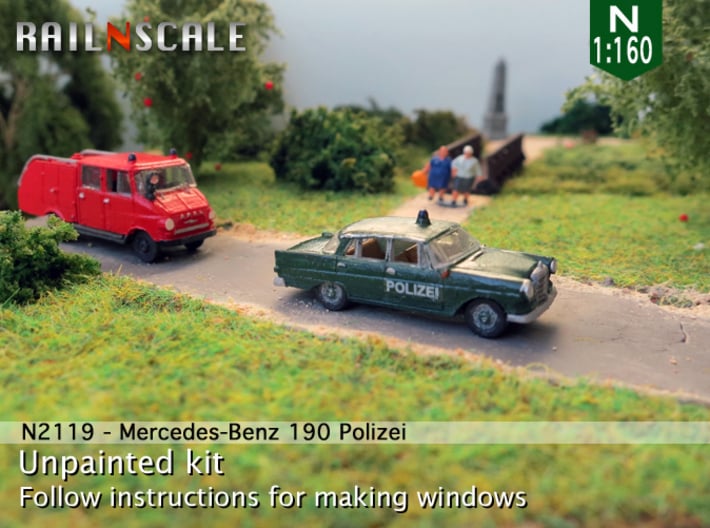 Mercedes-Benz 190 Polizei (N 1:160) 3d printed 