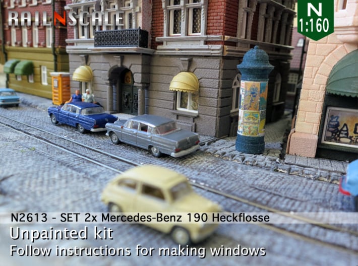 SET 2x Mercedes-Benz 190 (N 1:160) 3d printed 