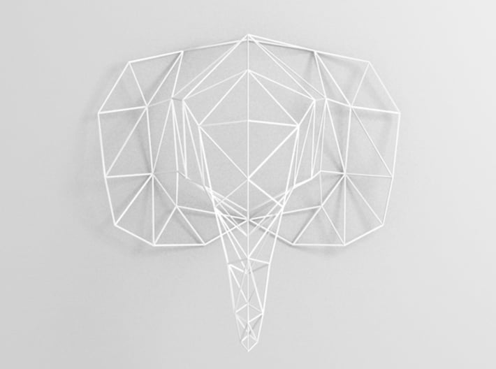 Large Elephant Head Wire For Wall 3d printed 3D rendering front view
