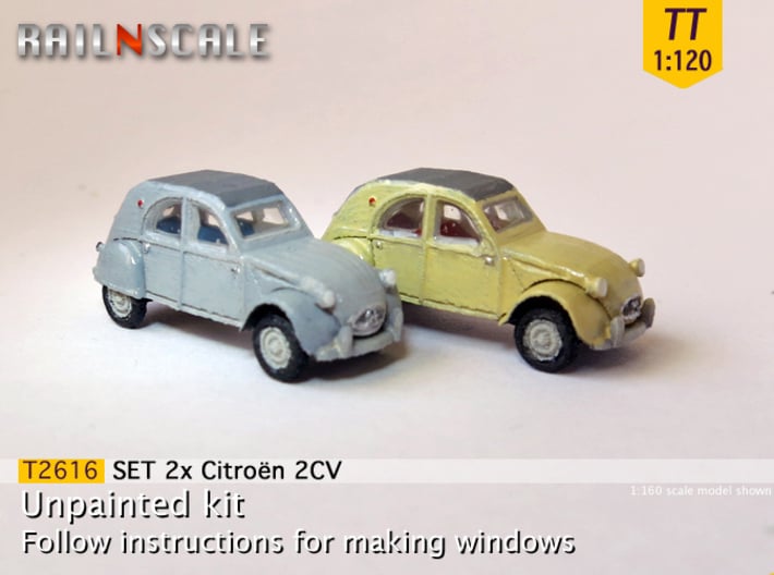 SET 2x Citroën 2CV '61-'65 (TT 1:120) 3d printed