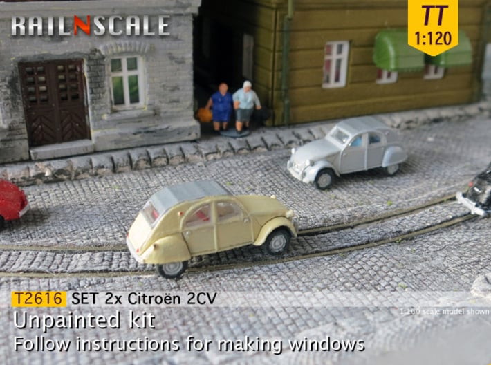SET 2x Citroën 2CV '61-'65 (TT 1:120) 3d printed 