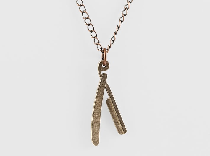 Straight Razor Necklace 3d printed Straight Razor Necklace - Stainless Steel