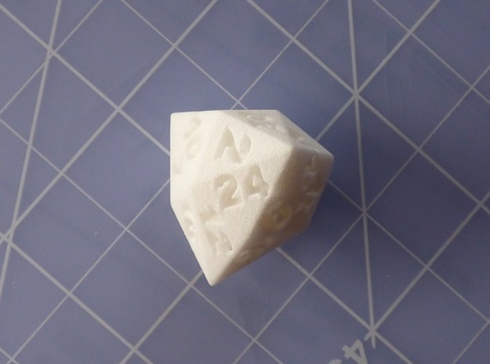 d24 Hexakis Tetrahedron 3d printed a result of "24" from above (printing of version 1 shown)
