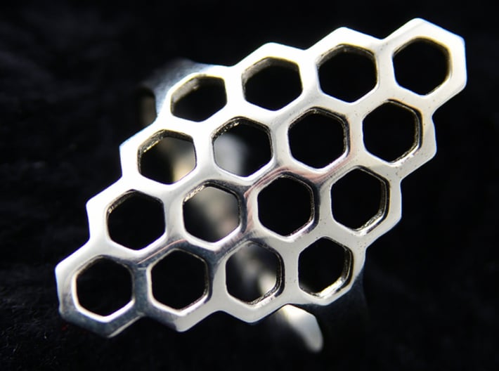 Fine Honey Comb Ring 3d printed