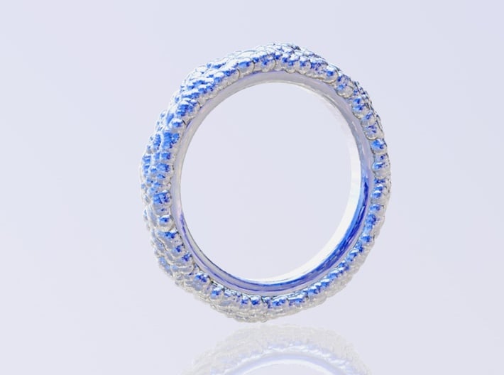 Organic Ring 3d printed render in silver