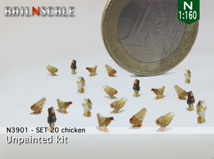 SET 20 chickens (N 1:160) 3d printed