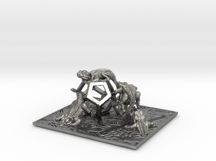 Reptiles & Dodecahedra mini sculpture Fine Art. 3d printed 