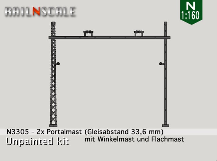 2x Portalmast (Oberleitung Epoche I - N 1:160) 3d printed 