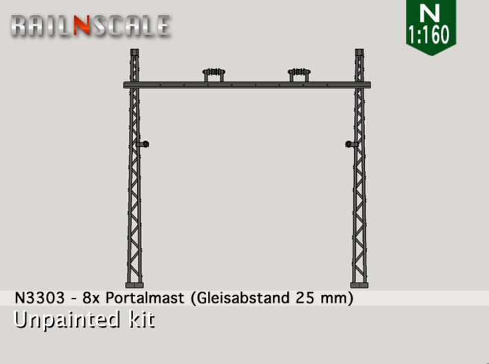 8x Portalmast (Oberleitung Epoche I - N 1:160) 3d printed 