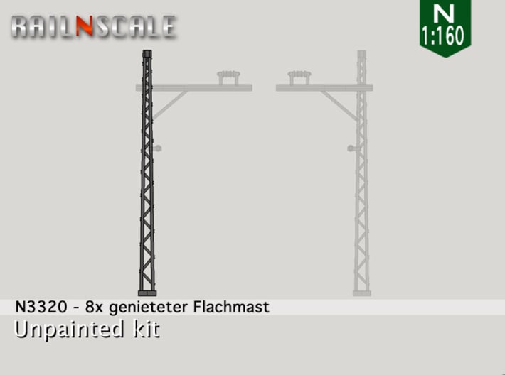 8x genieteter Flachmast (Epoche I - N 1:160) 3d printed 