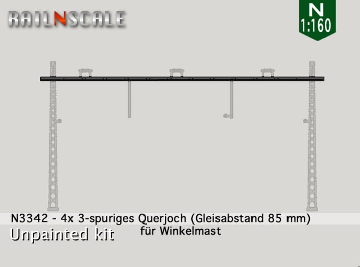 4x Querjoch 3-spurig (N 1:160) 3d printed 